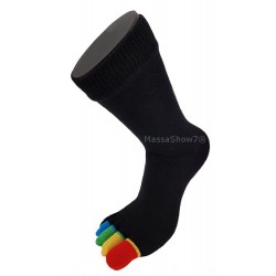 Chaussettes à doigts couleurs rouge jaune vert bleu noir