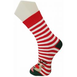 Chaussettes noel bouclettes Antidérapantes Rayées rouge