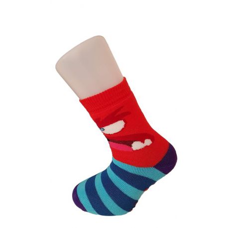 Chaussettes Antidérapantes Enfant Coton Monstre Rouge